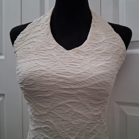 Bear Dance Textured Cream Halter Dress Size M - Picture 4 of 14